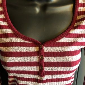 Forever 21 Stretchy Long Sleeve Striped Crop Top